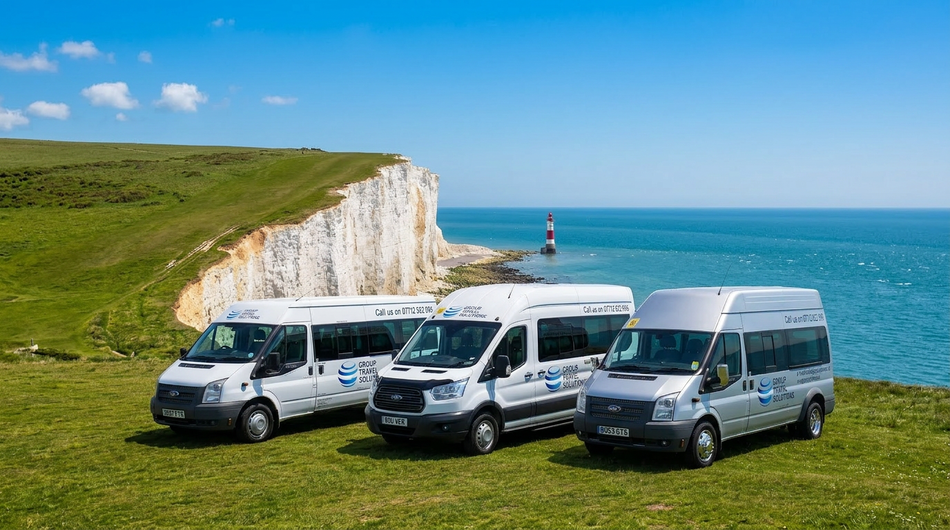 GTS minibus fleet at the Seven Sisters cliffs